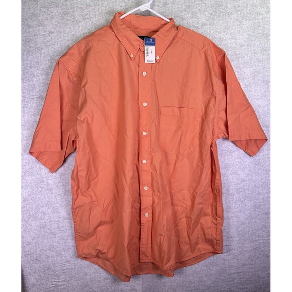 Eddie Bauer Other - NWT Mens Eddie Bauer Short Sleeve Shirt  Cotton Poplin Size Large Orange Apricot